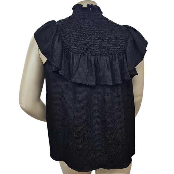 Baum und Pferdgarten Blouse Women's Size Large Black Tiered Ruffled Crop Sleeves - Picture 2 of 15